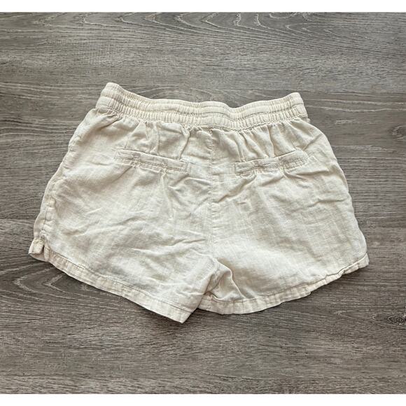 H&M Linen Shorts Womens Size2 Beige pin striped Flat Front w/pockets - Picture 2 of 5